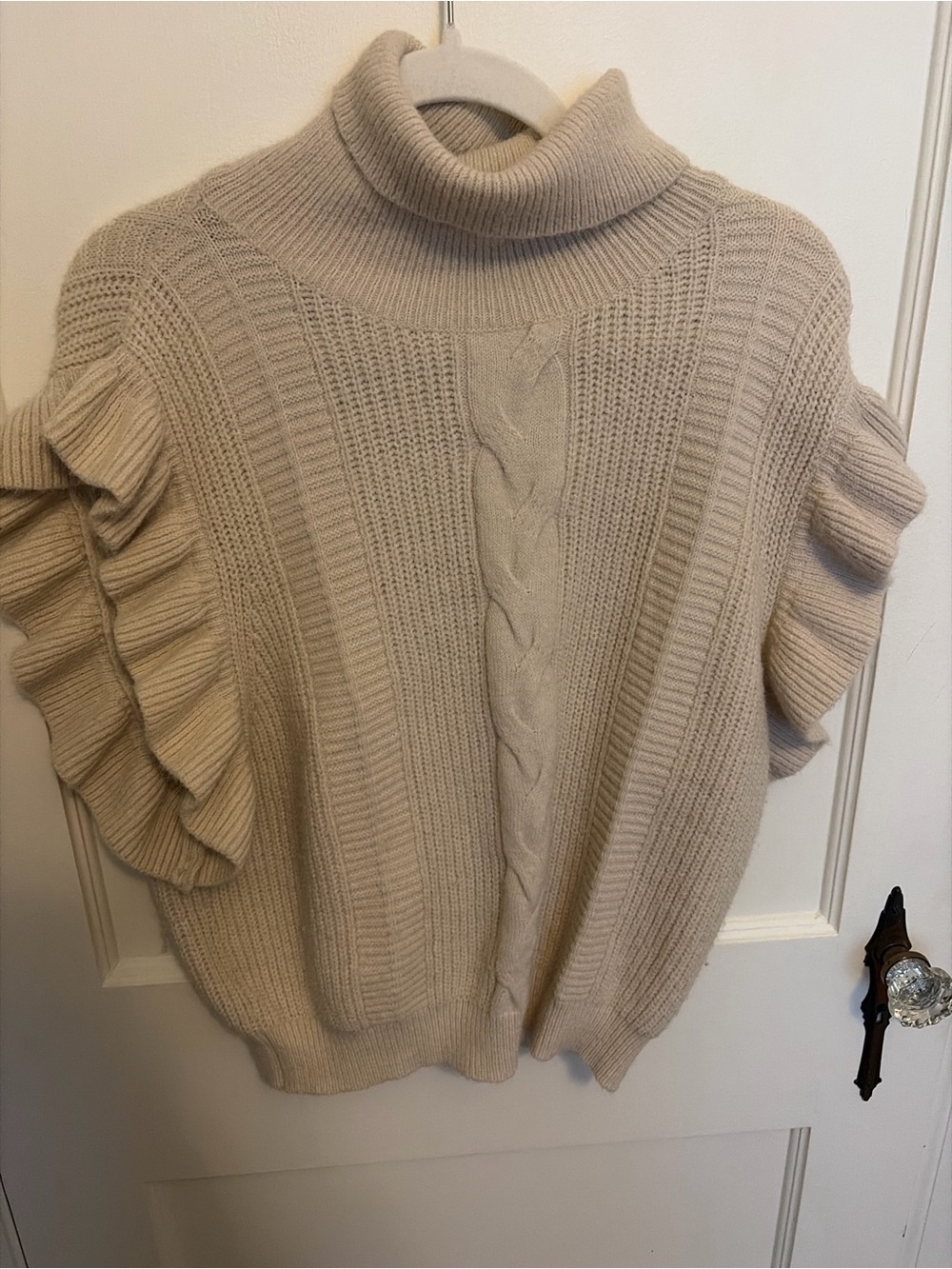 Entro Turtleneck Ruffle Sleeve Sweater - Cream